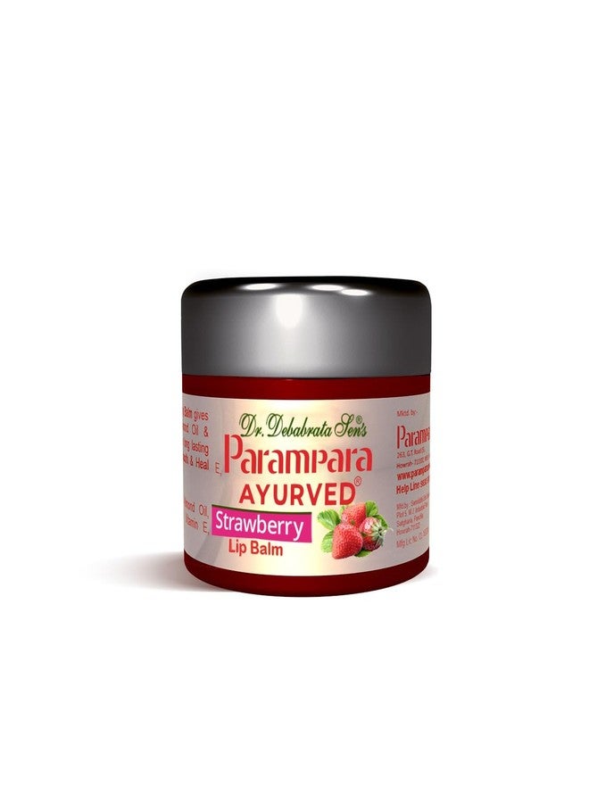Parampara Ayurved Strawberry Lip Balm | Herbal Lip Care Gel for Dry Lips | Enriched with Strawberry Aloe Vera & Sweet Almond Oil | Long Lasting Moisturizer | Soft & Smooth | 25g - Image 1